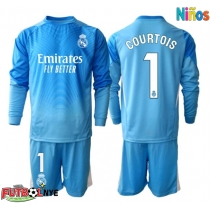 Camiseta Real Madrid Thibaut Courtois #1 Portero Primera Equipación para niños 2025-26 manga larga (+ pantalones cortos)